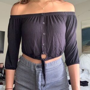 LA hearts off the shoulder top